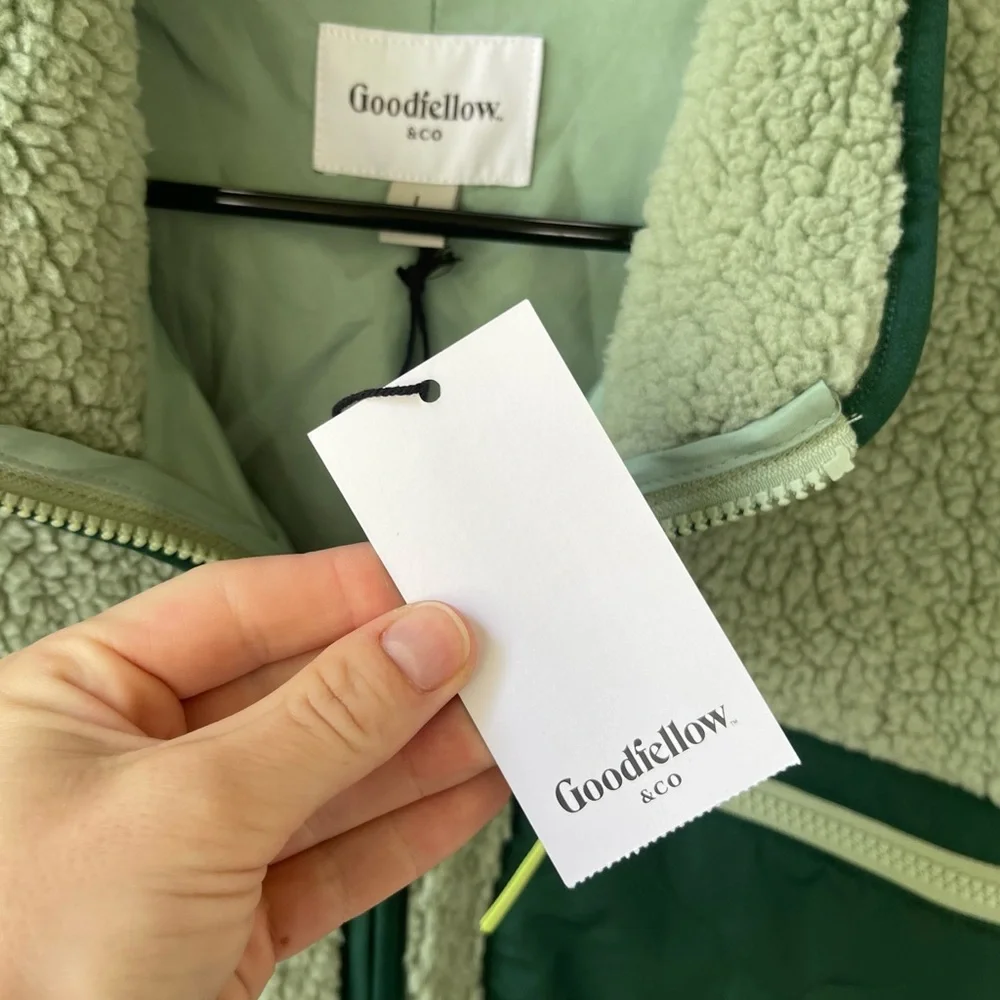 NWT Goodfellow & Co. Men's Faux Shearling Aqua Green Jacket size large